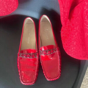 Mr. Seymour Red Patent  Ruby Rhinestone Loafers